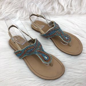 BCBGeneration Sandals Jeweled Beaded Sandals 6.5